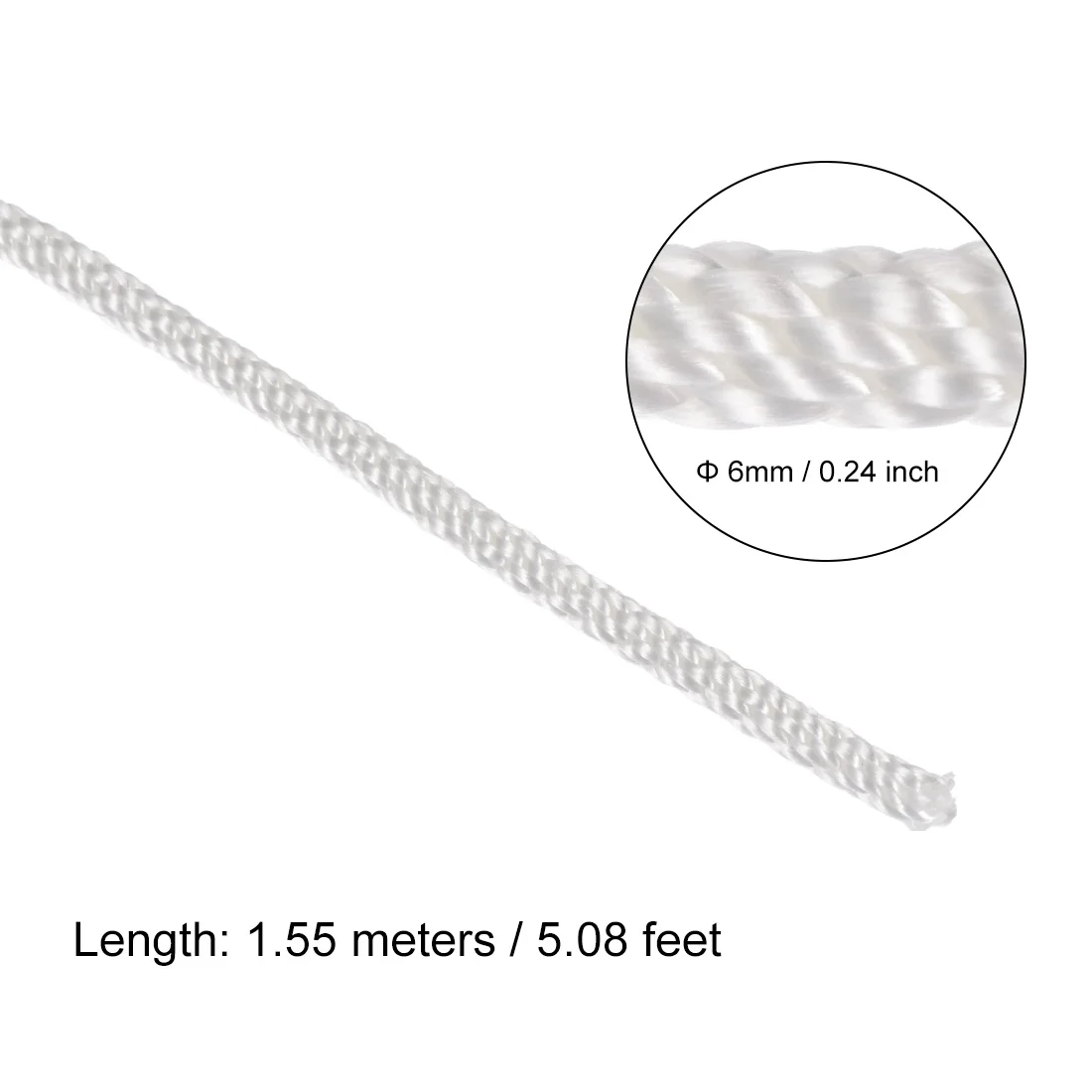 Recoil Starter Rope Replacement 5mm/6mm 1.4m/1.55m Polyester Pull Cord for 173F 188F 190F / 178F 186F Lawn Mower Trimmer Engine