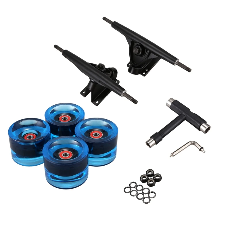 7inch Longboard Truck Wheels Set 4Pcs PU 8Pcs Bearing T Skateboard Tool Wheel Combo | Спорт и развлечения