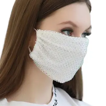 

Fashion Women Crystal Rhinestone Mouth Mask Reusable Protective Cover For Halloween Christmas