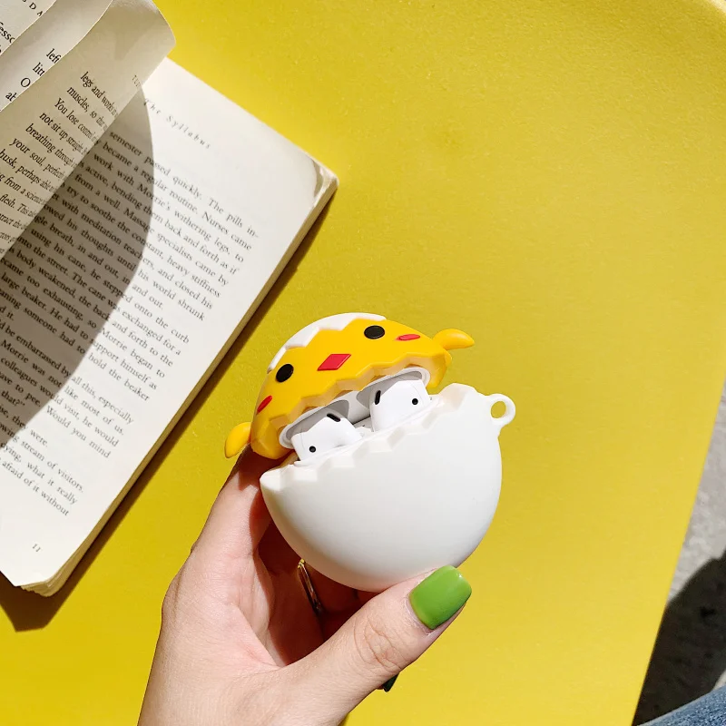 

Cute chicken Silicone Cover For AirPods Case Wireless Earphone Case For Apple Air pods 2 Headphone case Finger Ring Strap 3D Bag