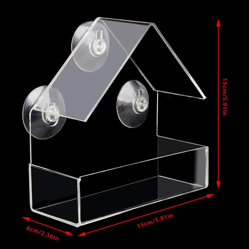 Прозрачный пластиковый тип адсорбции форма дома кормушка для птиц инновационная всасывающая кормушка-чашка