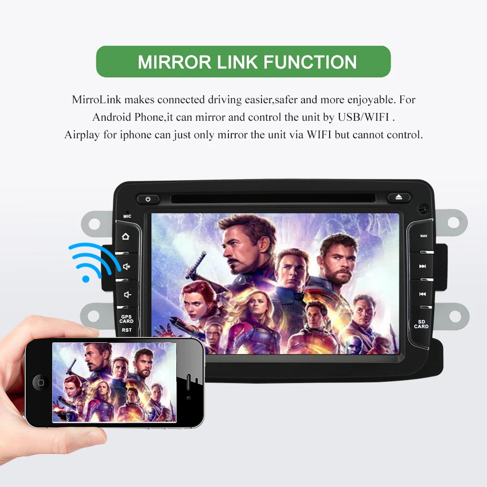 Perfect Bonroad 7" Android 9.  GPS Navigation Radio Car DVD Player For Renault Dacia  Duster Logan Sandero Stereo Car Multimedia Player 14