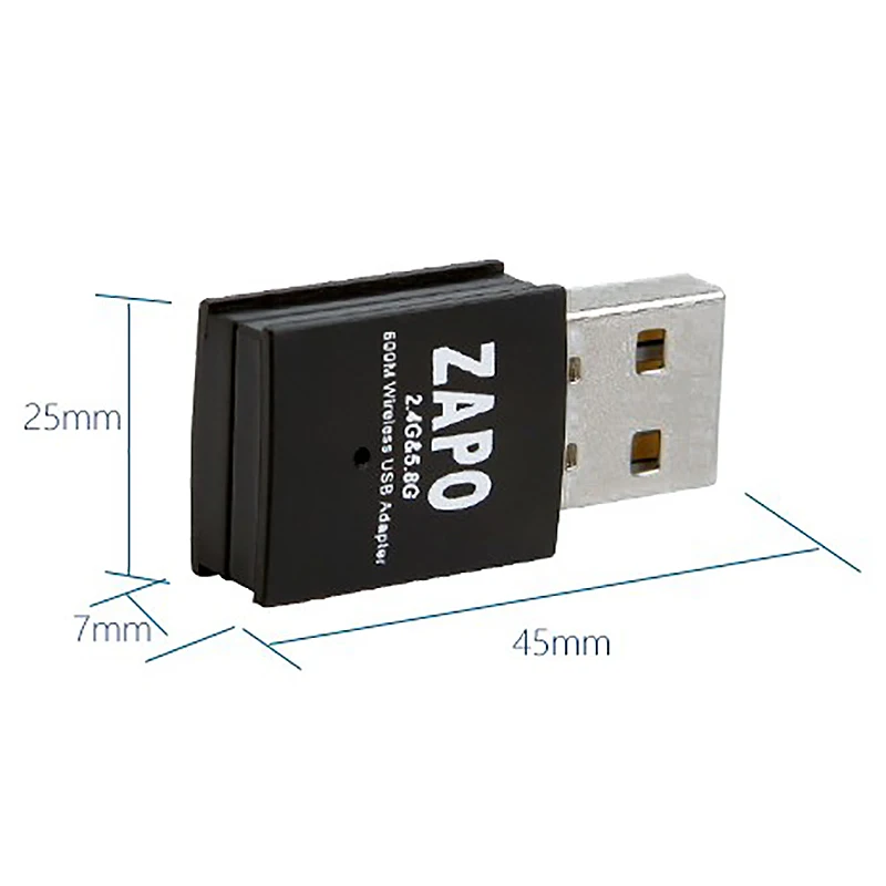 Горячая-Zapo W58 мини 5 ГГц Wifi Usb 600 Мбит/с Lan адаптер двухдиапазонный беспроводной 802.11Ac сетевая карта встроенная антенна для Windows Linux