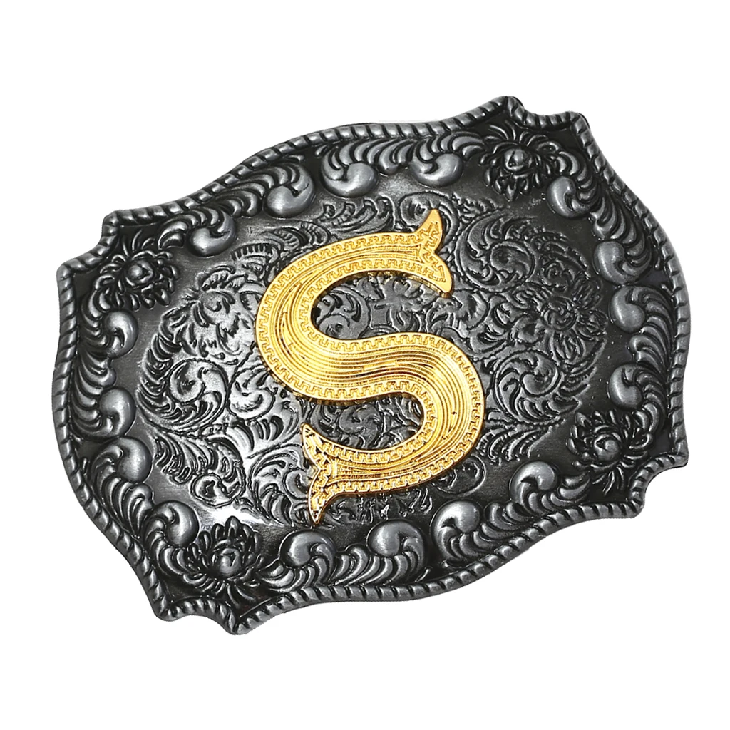 S Мужская Ковбойская Техасская Пряжка для ремней Rodeo подарки Ювелирные изделия начальные буквы A-Z - Цвет: S