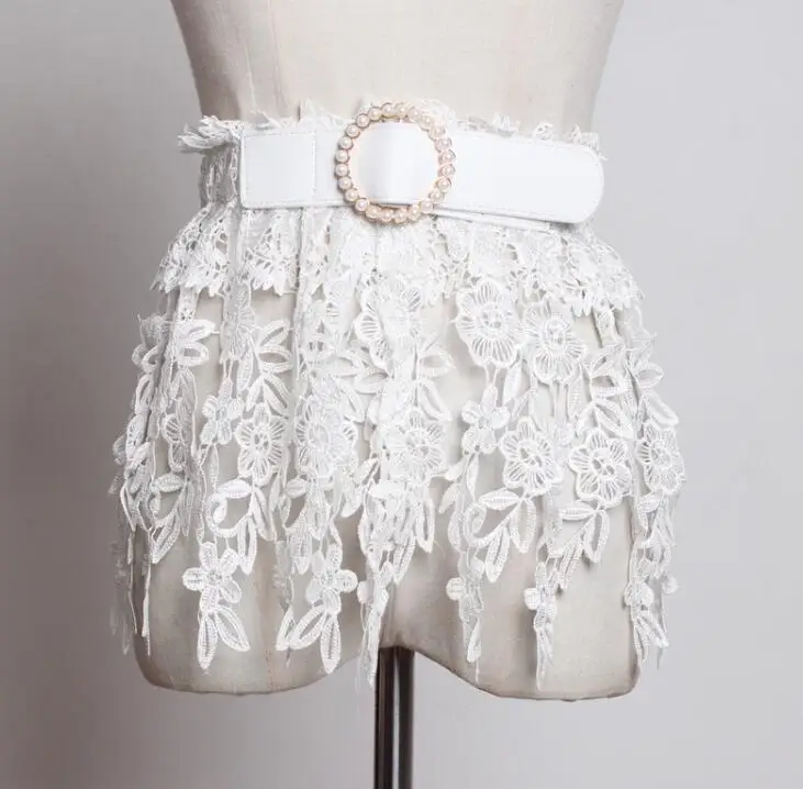 white Женские Подиумные Модные Винтажные кружевные кулоны женское платье пальто Корсеты пояс с пряжкой Украшение широкий пояс R1783 - Цвет: white