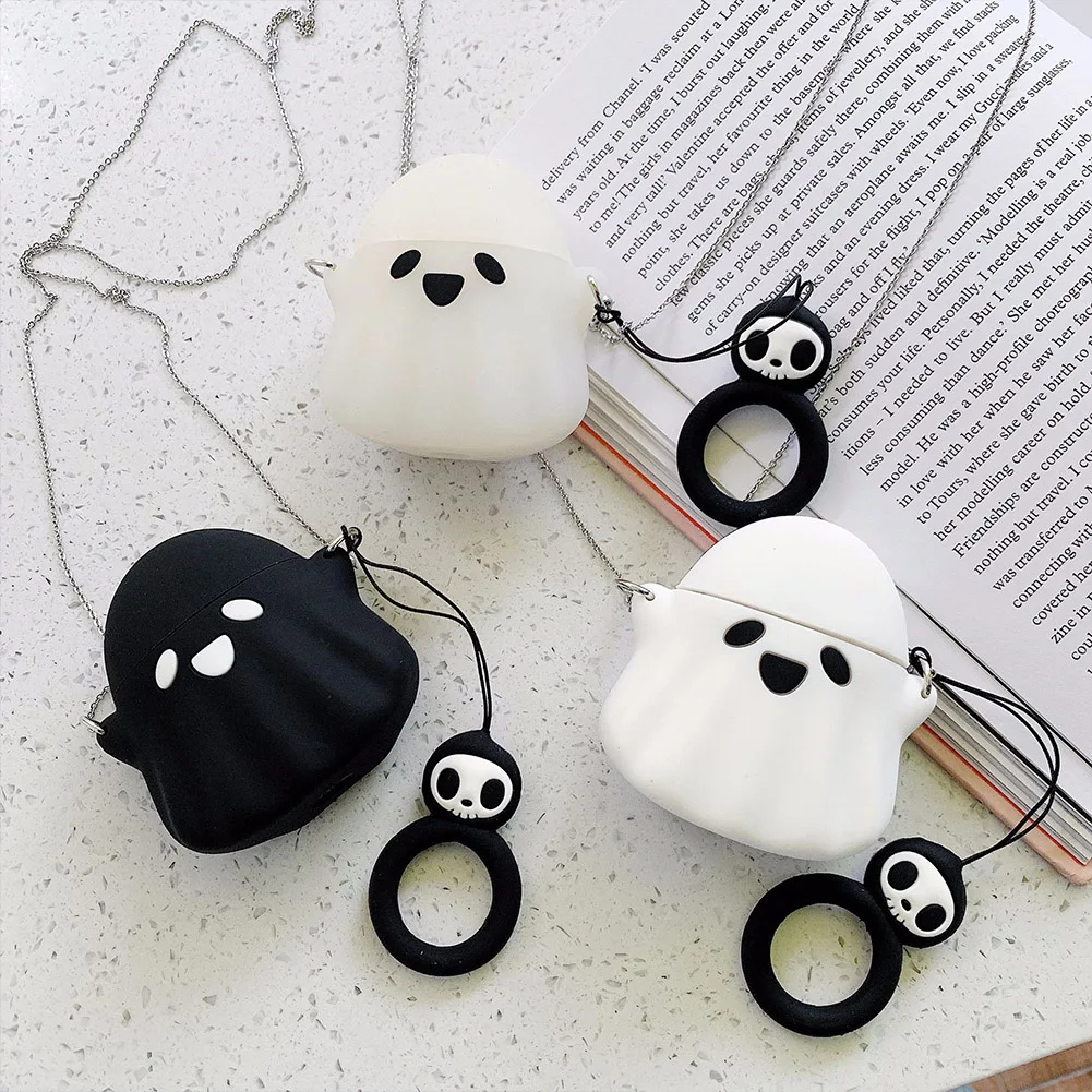 3D Ghost Shape Earphone Case for Apple AirPods 2 1 Wireless Bluetooth Headphone Soft Silicone Skin Cover Shell With Keychain | Электроника