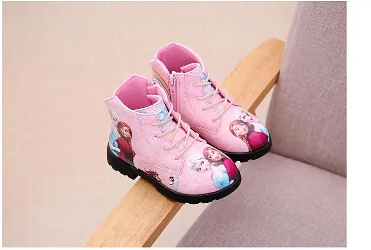 Детская обувь для девочек; модная обувь принцессы; весенняя обувь для девочек; ботинки для девочек; детская обувь из искусственной кожи Эльзы и Анны; Ботинки martin