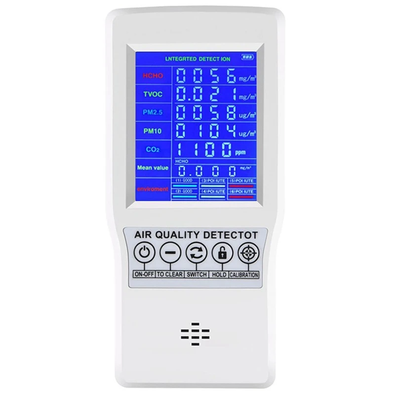 Digital LCD Formaldehyde Detector HCHO/TVOC/CO2/PM2.5/PM10 Tester AQI Air Quality Monitor Gas Analyzer