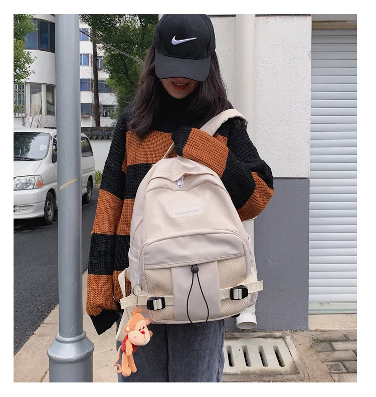 Stylish Backpacks luxury Backpack Women Large Capacity Solid Color Oxford Waterproof School Bag Travel Doll Pendant Rucksack Bagpack for Teenage Girls cool everyday backpacks