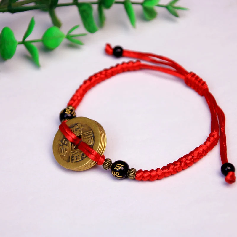 Bracelet Jewelry Buddhism Six Words Ancient Coin Kabbalah Red String Lucky Protection Red Rope Bracelets bracelet jewelry