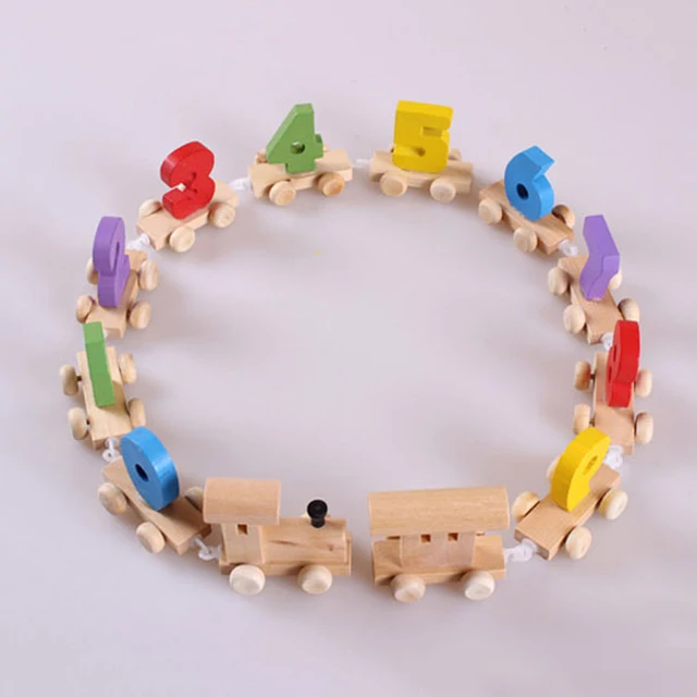 Colorful Number 0-9 Wooden Train Small Railway Model Children Educational Toy 3