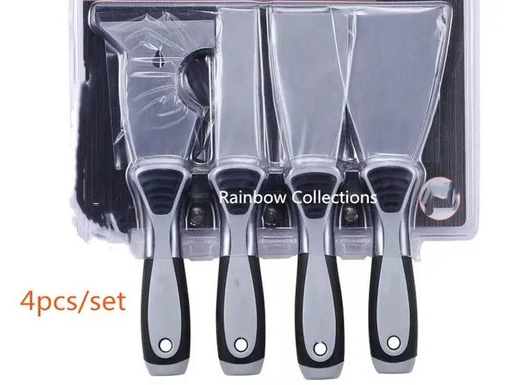 4pcs/set High Quality Stainless Steel Putty Knife Scraper Paint Decorating Tool Blade Plastic Handle Set | Инструменты