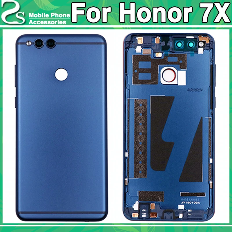 

New 7X Battery Cover For Huawei Honor 7X Spare Parts Back Cover Housing Case + Side Buttons + Camera Flash Lens Replacement
