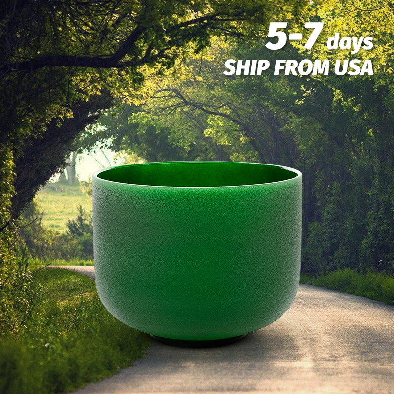 

TOPFUND F Note Heart Chakra Green Colored Frosted Quartz Crystal Singing Bowl