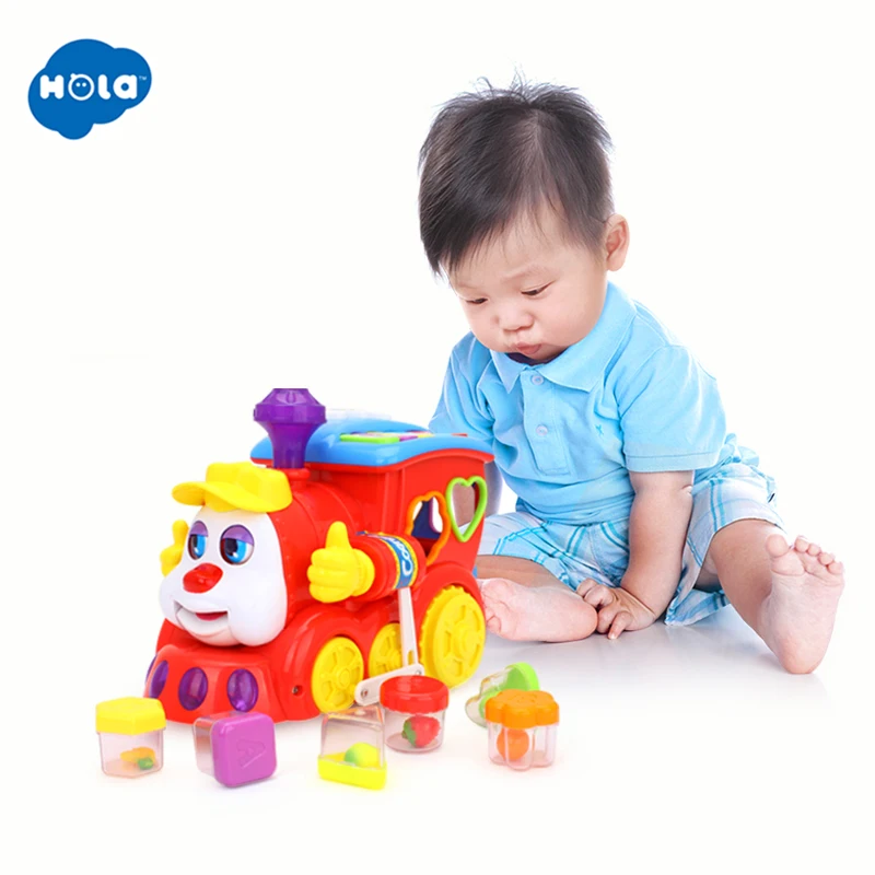 HOLA TOYS 556 детские игрушки IQ поезд на колесах электрическая игрушка со светом и музыкой Обучающие Развивающие игрушки для детей Подарки