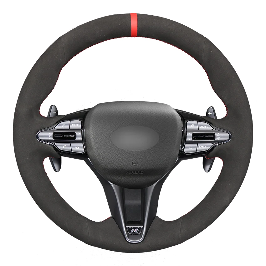 Hand Sew Black Suede Steering Wheel Cover For Hyundai I30 N 20182020