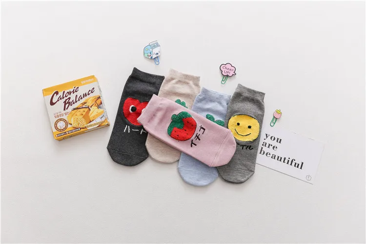 Women's Low-Cut INS Hidden Anti-slip Short Socks Summer tian inflooring Thin Cute Japanese-style Fruit Candy Bar Socks