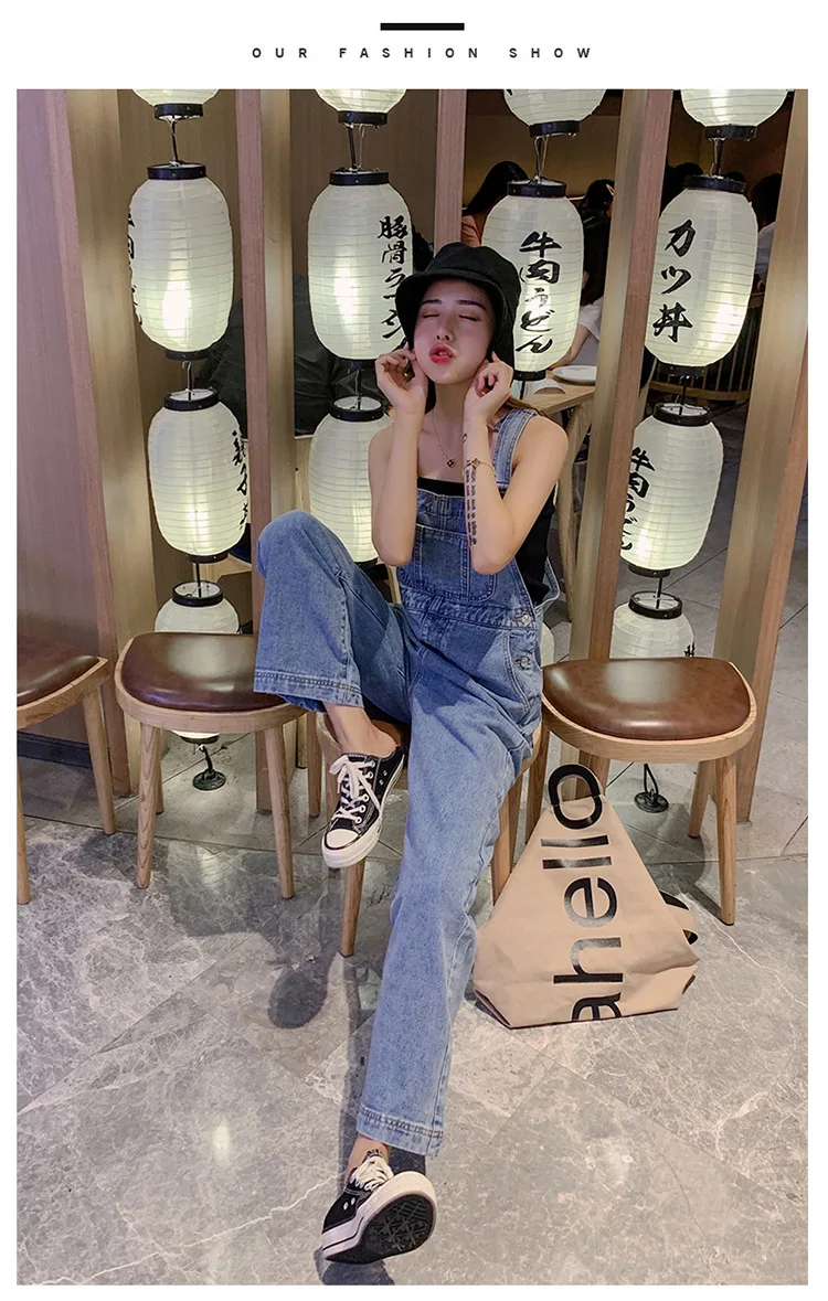 Оригинальный Новый стиль ретро широкие джинсы женские Ранняя осень корейский стиль с высокой талией свободный крой Mopping ковбой подтяжки