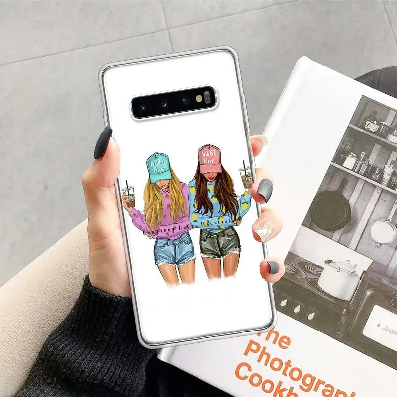 С надписью Best Friends в комплекте чехол для samsung Galaxy A10 A20E A30 A40 A70 M30S A50S A6 A7 A8 A9 плюс мягкий чехол для мобильного телефона чехол Coque