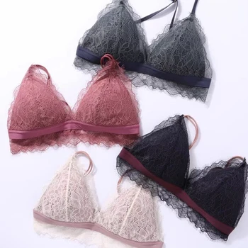 

2020 New French Lingerie Sexy Lace Thin Cup Contrast Color Bra Set Women's Underwear Set Bra (Four Color)