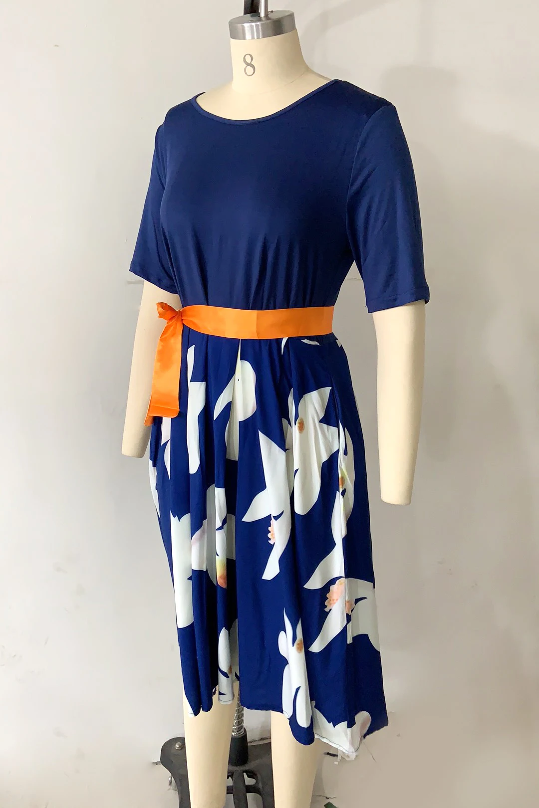 Bonnie Thea женское летнее и осеннее синее платье с принтом женское офисное элегантное платье с цветочным принтом больших размеров вечерние длинные большие платья