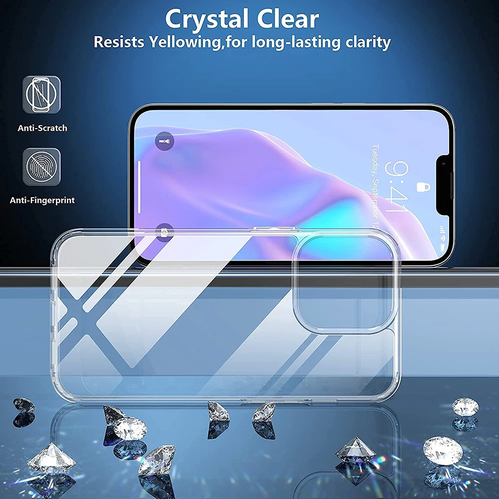 Shockproof Clear Phone Case For iPhone 13 / Por / Max Soft TPU Phone Back Cover for iPhone 13 Mini Shockproof Clear Phone Case For iPhone 13 / Por / Max Soft TPU Phone Back Cover for iPhone 13 Mini