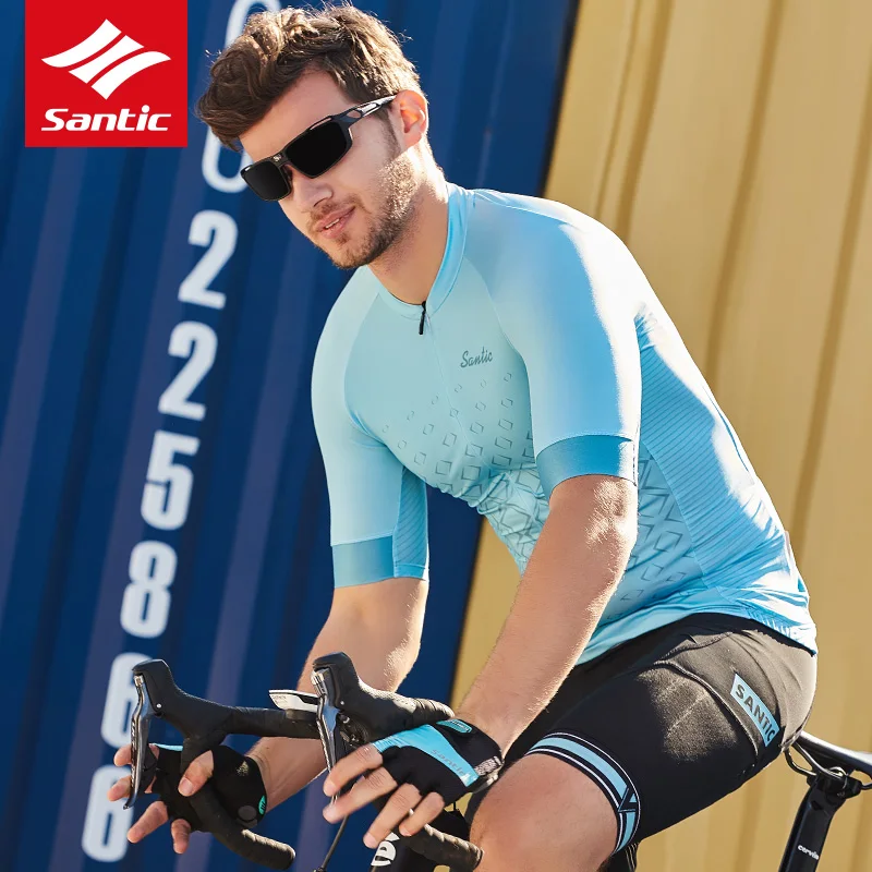 Santic велосипедная майка мужская с коротким рукавом MTB Дорожная дышащая велосипедная куртка быстросохнущая Весенняя летняя профессиональная, командная, велосипедная майка