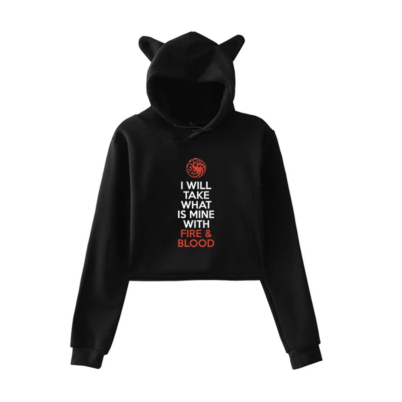 

Game of Thrones Print 2019 Spring Autumn Clothes Woman Hoodies Girls Lady Casual Streewear Sweatshirts Ear Hoodies Outwear Tops