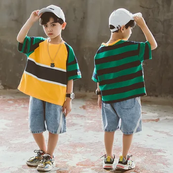 

Boys Tshirts Clothing Sets Summer 2020 Teenage Kids Boys Jeans Suits For 8 10 12 14 Years Children Short Sleeve Tees Shorts Set