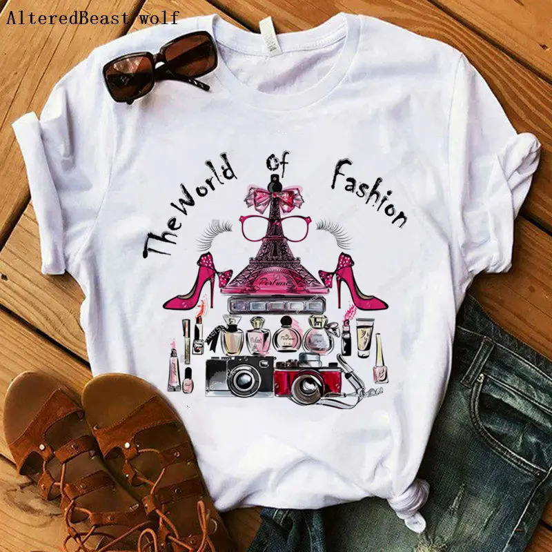 Мир моды, футболка с Эйфелевой башней, женская модная футболка, женская уличная футболка с принтом, повседневные топы с коротким рукавом, Милая футболка - Цвет: as picture