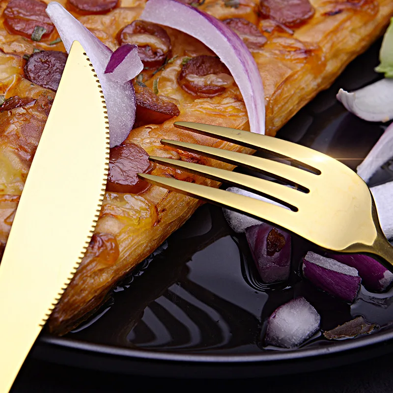 Новинка; высококачественные стейк, пицца Ножи посуда для ресторана Нержавеющая сталь ложка, вилка, столовые приборы в Корейском стиле столовая посуда