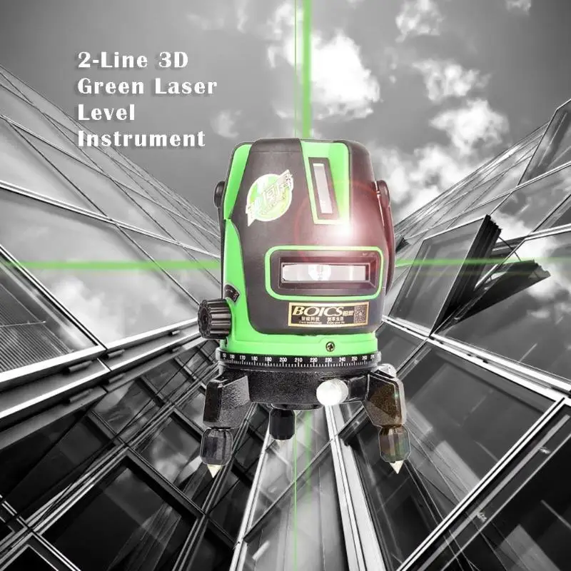 

2 Lines Laser Level Instrument Self-leveling Green Beam Building Optical Measuring Tool Measuring Tools for Indoor and Outdoor