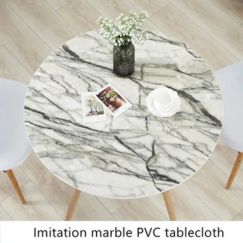

Soft Plastic Pvc Round Tablecloth Transparent Imitation Marble Waterproof Oil-proof Insulation Table Mat Party Table Decoration