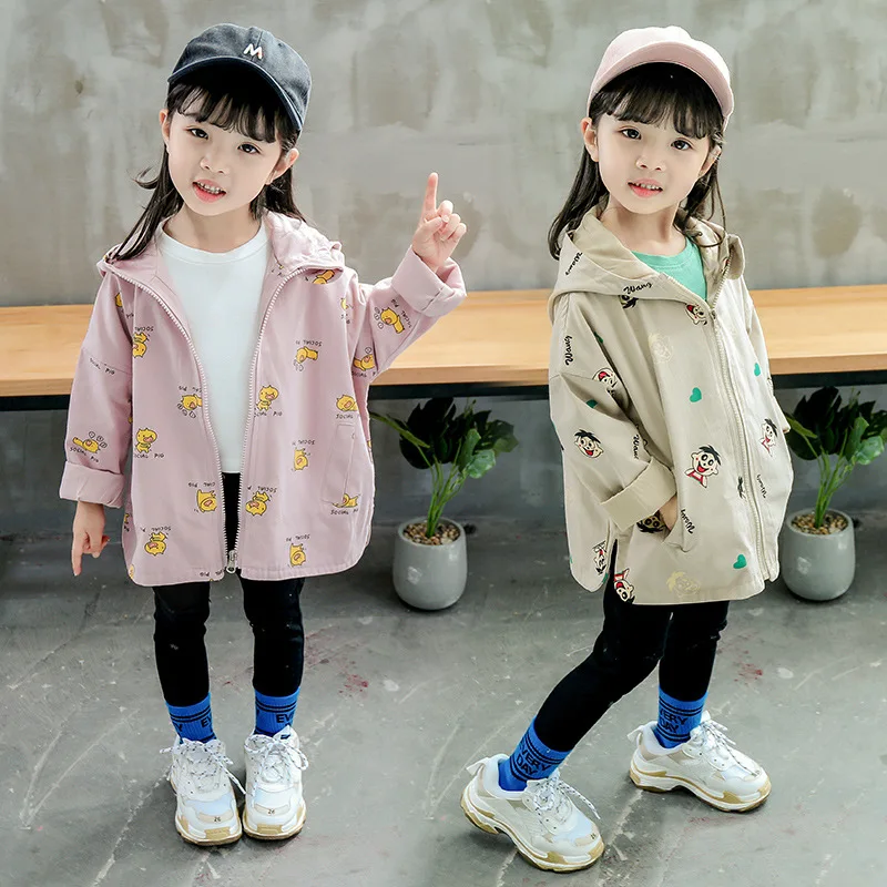

INS Childrenswear Cartoon Coat 2019 Autumn New Products Girls Spring And Autumn Children's Trench Coat