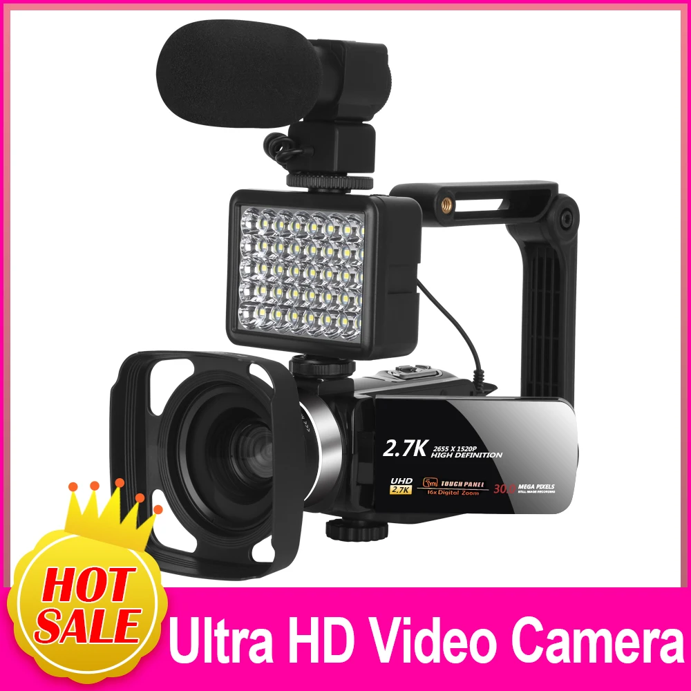 Digital Camera 2.7K Ultra HD WiFi Recorder Vlog for YouTube Built-in Light 30MP 270 Degree Rotation Video Cameras | Электроника