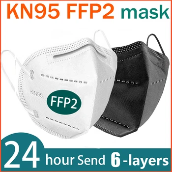 

KN95 Masks Disposable Face Masks FFP2 Protective Mouth Mask 6 LAYER Filter Protect Droplet Non Woven Mask Earloop Face Mask