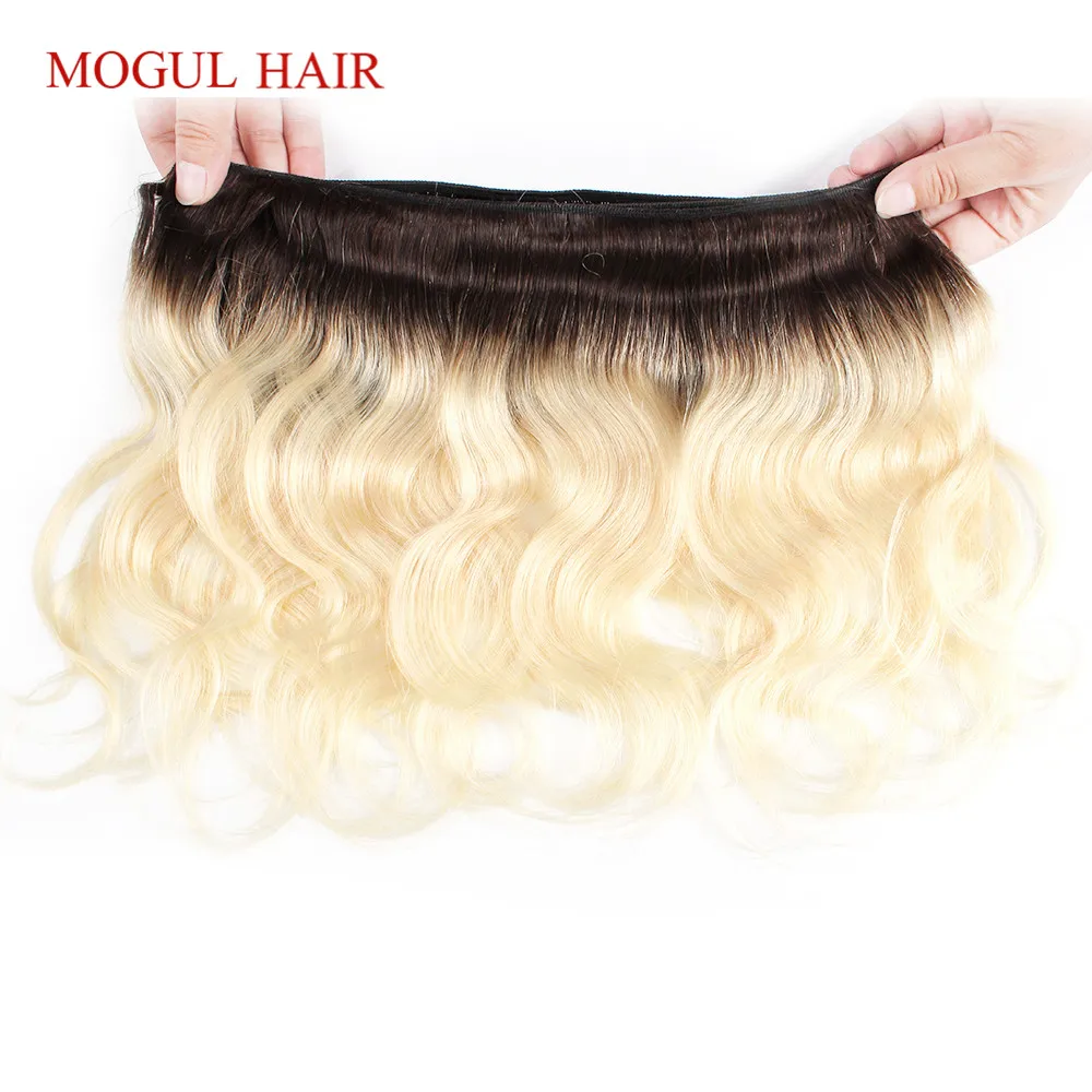 MOGUL волос 50 г/шт. 4 Комплект с закрытием T 1B 27 бразильские волнистые волосы эффектом