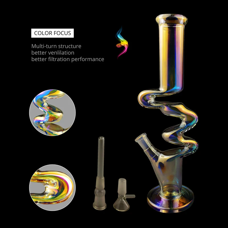

High Quality Multicolor W-type Glass Pipe Set Borosilicate Luminous Pipe Percolator Christmas Gifts