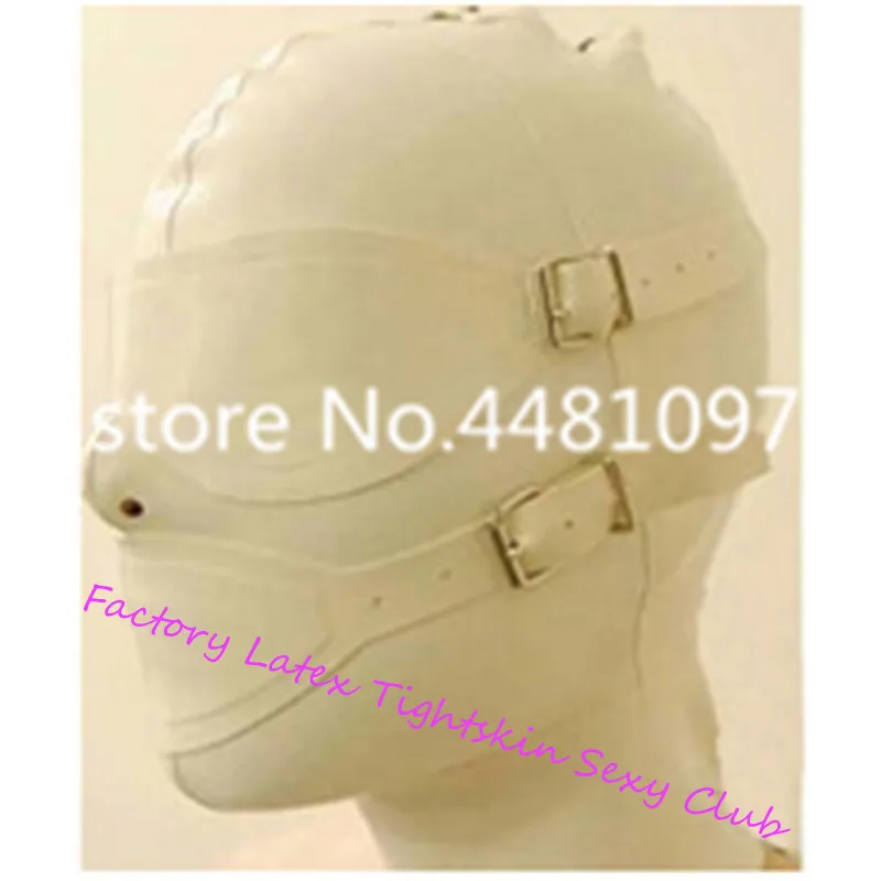 Белая латексная маска резиновый полный корпус капот резиновый капюшон с крышкой для век и крышкой для рта с задней молнией