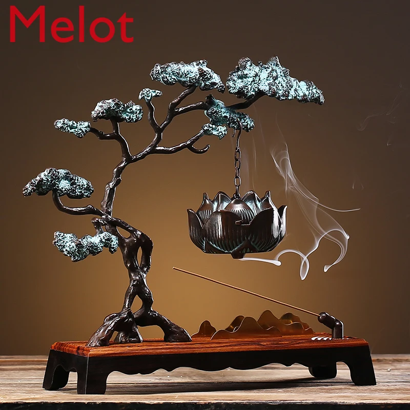 

Backflow Incense Burner Home Hanging Indoor Zen Creative Chinese Style Imitation Pure Copper Welcome Pine Line Incense Worship