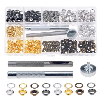

200 Sets Of Inner Diameter 6mm Metal Air Eye + Garment Eye Installation Tool Copper Eyelet Buckle Shoe Buckle Leather Tools