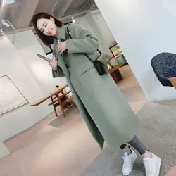 Пальто женское Шерстяное Пальто 2019 Зимняя мода Новая повседневная Корейская версия приталенное длинное пальто с длинным рукавом Женские