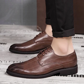 

New Trend Casual Shoe Mens Anti Slip Men Leather Shoe Lace Up Luxury Brand Men Shoes Good Quality Flats Shoes Men Spring/Autumn
