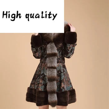 GĂŒnstige Winter Leder Echtes Jacke Frauen Fuchs Kragen Schweinsleder Mantel Weibliche Kaninchen Pelz Unten Jacken Plus GröĂe 7xl MEIN