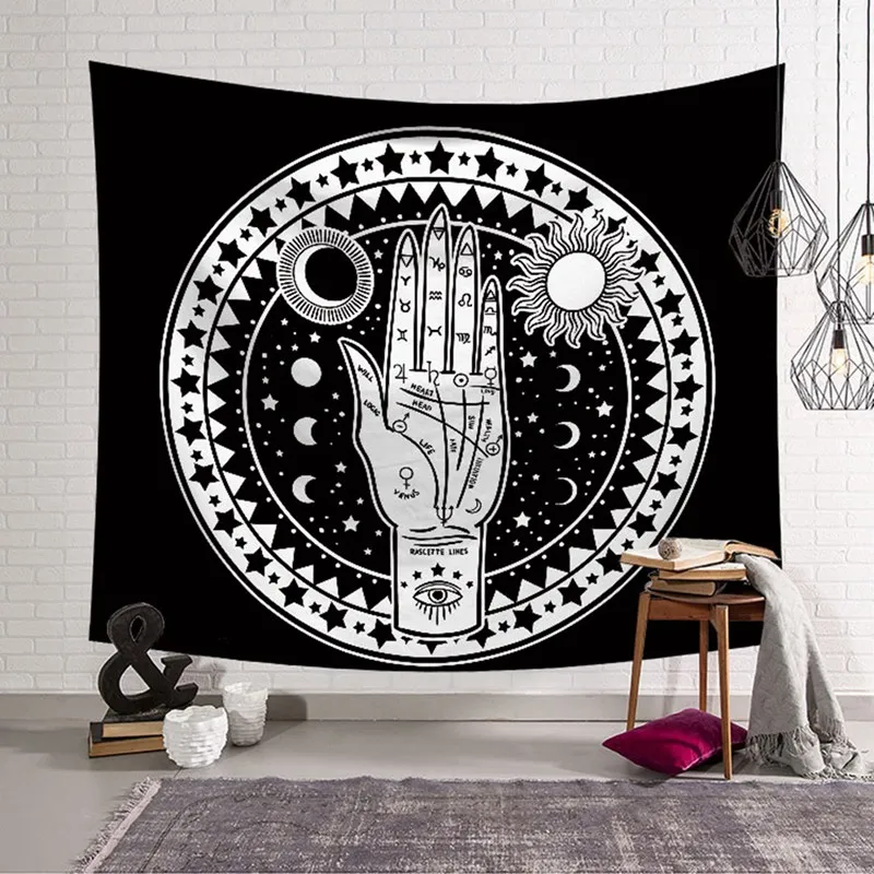 Гобелен для Хэллоуина бытовой ретро черный и белый гобелен Праздничное оформление TapestryNew Qgnv