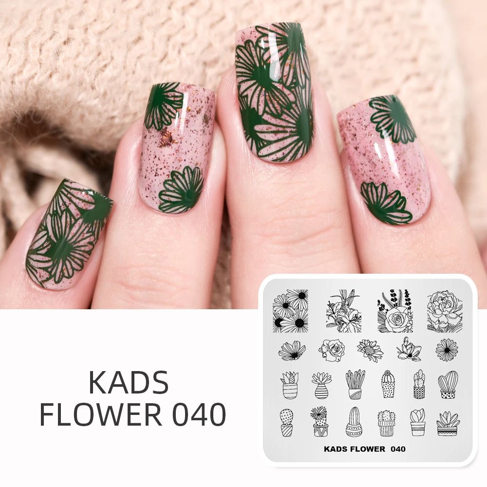 KADS Flower 040 Flower Cactus Succulent Plants Design Template Stencil  Beauty Tools Nail Art Stamping Plate Stencil Nails Tool - AliExpress Beauty  & Health