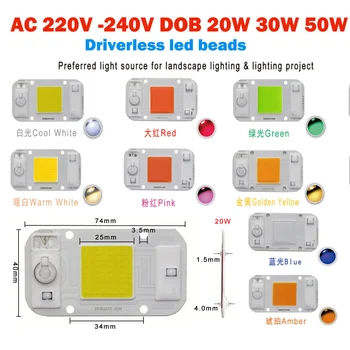 

HANGYUE AC 220V LED beads 20W 30W 50W DIY instead sunlight actual Power led green chip