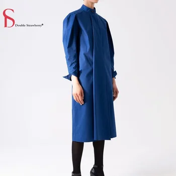 

Cotton Silhouette Design Tie Shirt Dress Spring and Autumn Women High Streetwear Straight Long Sleeve Ol Elegant Dresses vestido