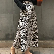 [EWQ] Весна Осень Высокое качество леопардовая Лоскутная с карманами винтажная свободная длинная юбка женская модная одежда AH45207M