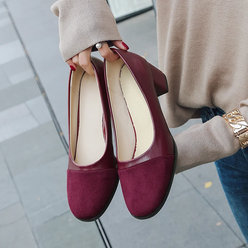 Туфли с квадратным носком мягкие удобные закрытые на грубой подошве рабочие